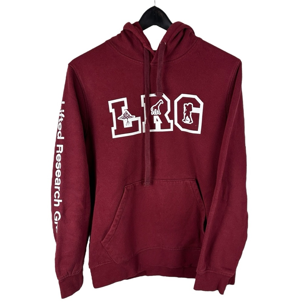 Mens Y2K Lifted Research Group LRG Burgundy Streetwear Hoodie Size S